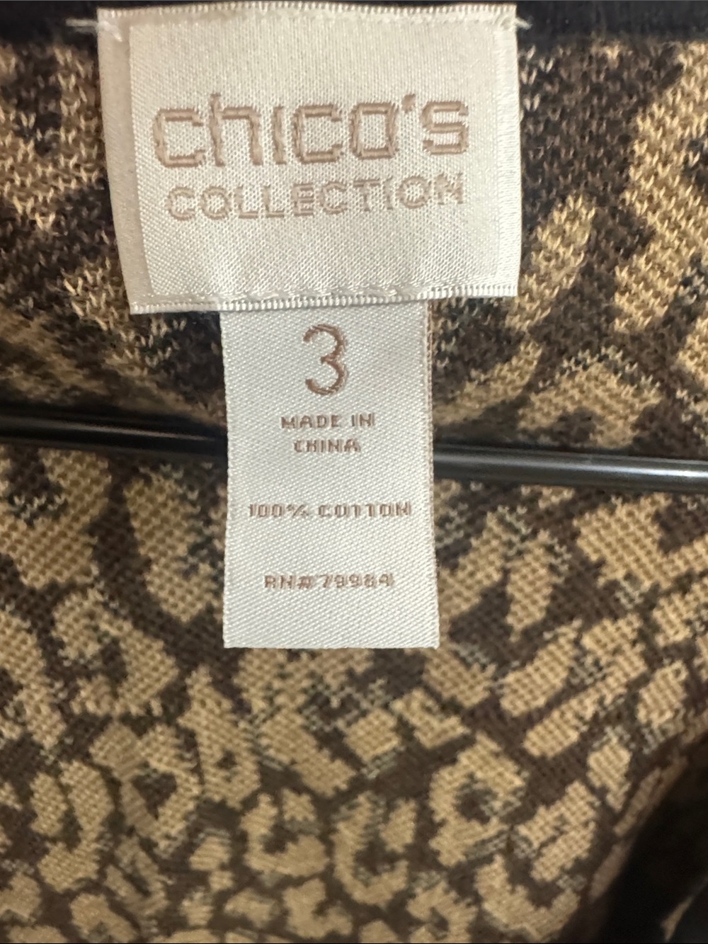 Chico's Mixed Animal Print Open Cardigan in Tan and Black Size XL 100% cotton - Picture 2 of 6